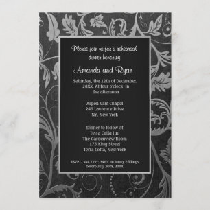 Invitación a la cena de ensayo Black - Silver Dama