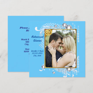 Invitación a la cena de ensayo Blue with Frame Dia