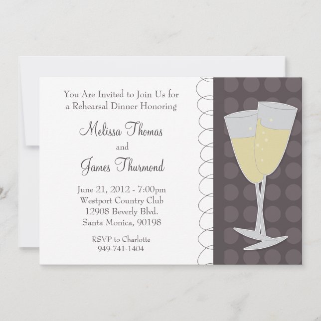 Invitación a la cena de ensayo Boda (Anverso)