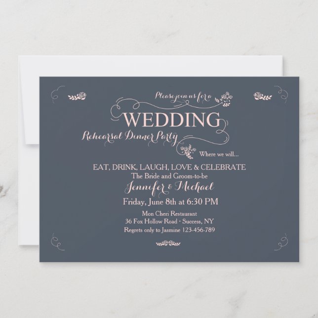 Invitación a la cena de ensayo Boda (Anverso)