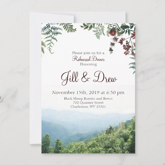 Invitación a la Cena de Ensayo - Boda de Otoño (Anverso)