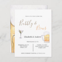Invitación a la cena de ensayo Bubbly & Braws