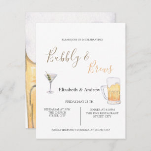 Invitación a la cena de ensayo Bubbly & Braws