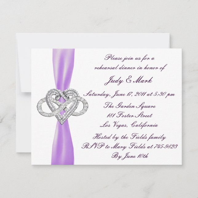 Invitación a la cena de ensayo cardíaco Purple Inf (Anverso)