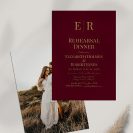 Invitación a la cena de ensayo con monograma de or