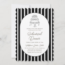 Invitación a la cena de ensayo con rayas negras y 