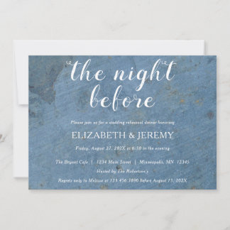 Invitación a la cena de ensayo con textura azul vi