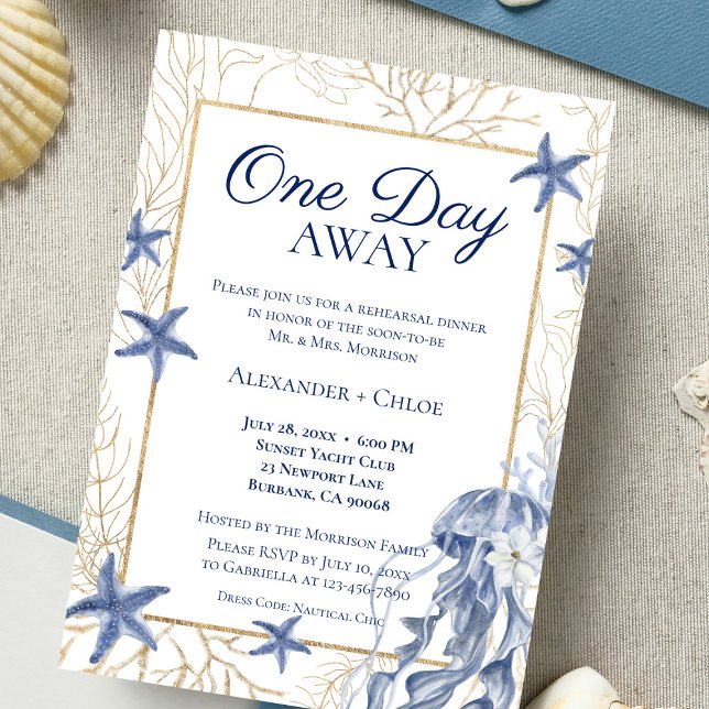 Invitación a la Cena de Ensayo Costera (Coastal Wedding Rehearsal Dinner Invitation)