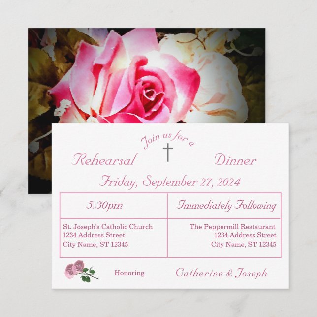 Invitación a la Cena de Ensayo de Amor en Flor (Anverso / Reverso)