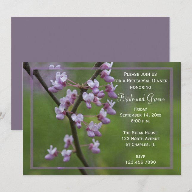 Invitación a la cena de ensayo de árbol Boda con f (Anverso / Reverso)