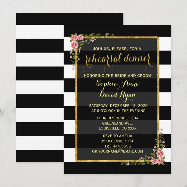 Invitación a la cena de ensayo de bandas negras de (Anverso / Reverso)