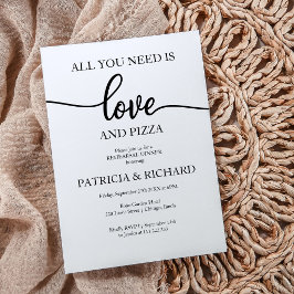 Invitación a la cena de ensayo de boda Amor y Pizz