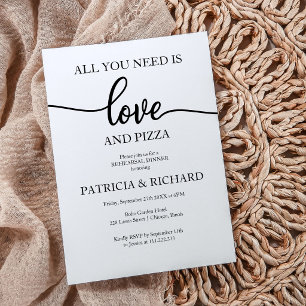 Invitación a la cena de ensayo de boda Amor y Pizz