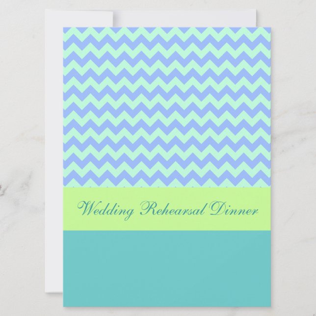 Invitación a la cena de ensayo de Boda Chevron mod (Anverso)