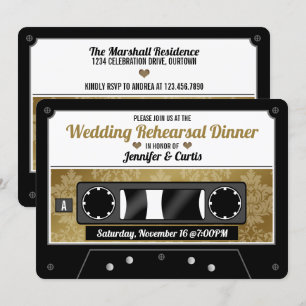 Invitación a la cena de ensayo de boda con cinta d
