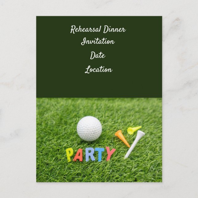 Invitación a la cena de ensayo de boda de golf   (Anverso)