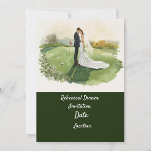 Invitación a la cena de ensayo de boda de Golf 
