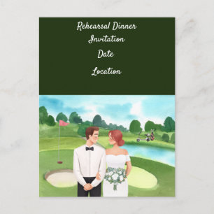 Invitación a la cena de ensayo de boda de golf