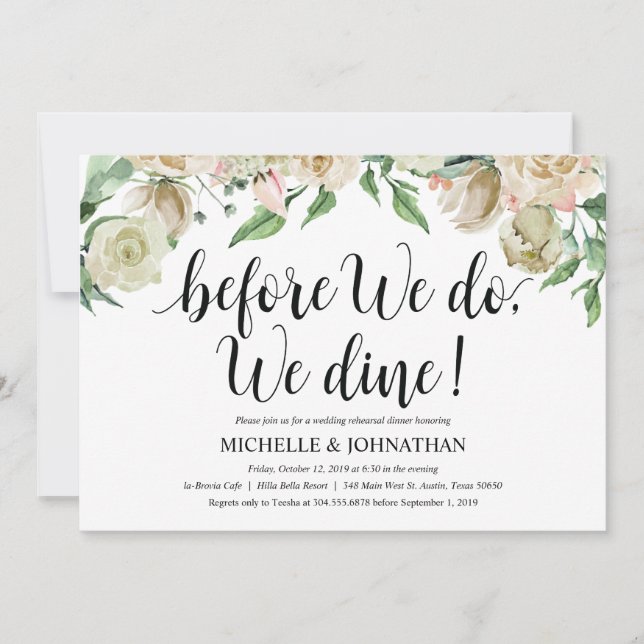Invitación a la cena de ensayo de boda de primaver (Anverso)