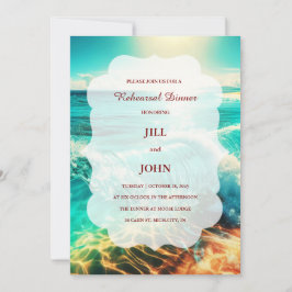 Invitación a la Cena de Ensayo de Boda en la Playa