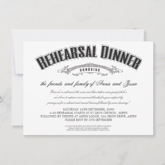 Invitación a la cena de ensayo de bodas antiguas
