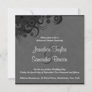 Invitación a la cena de ensayo de Bodas negros y g