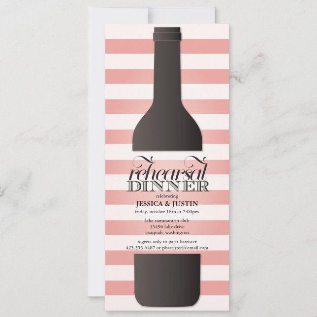 Invitación a la cena de ensayo de botellas de vino (Anverso)