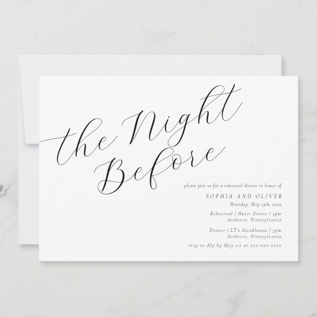 Invitación a la cena de ensayo de caligrafía minim (Anverso)