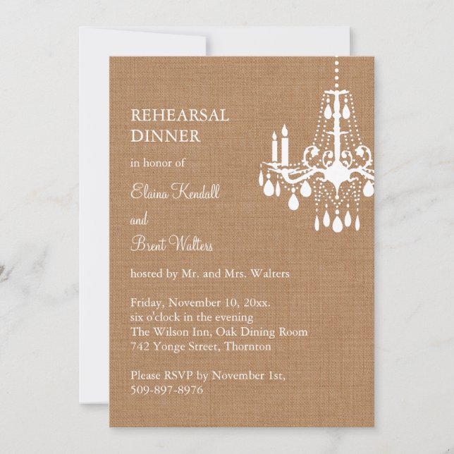 Invitación a la cena de ensayo de candelabro de co (Anverso)
