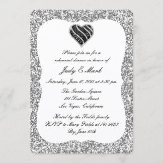 Invitación a la cena de ensayo de corazón negro Pu