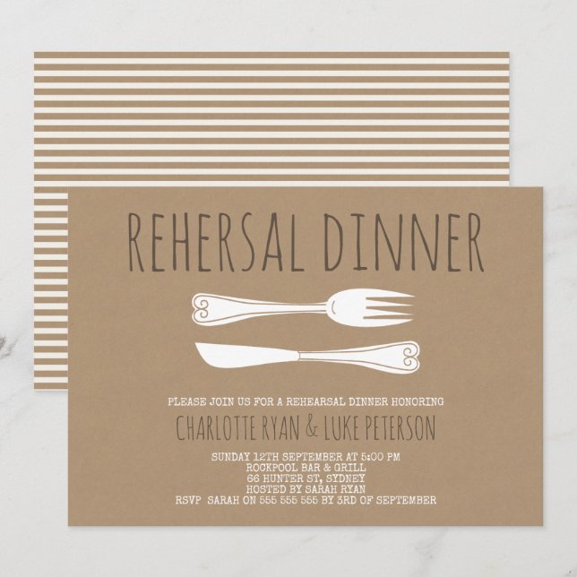 Invitación a la cena de ensayo de cubiertos de Fau (Anverso / Reverso)