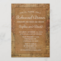 Invitación a la cena de ensayo de destino de mapa 