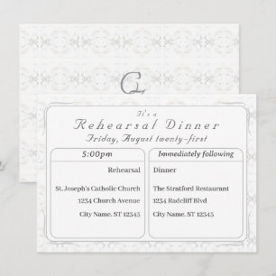 Invitación a la cena de ensayo de encaje blanco vi