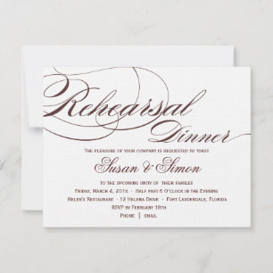 Invitación a la cena de ensayo de escritura elegan