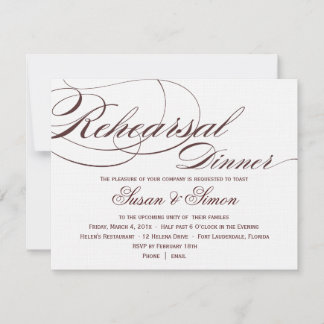 Invitación a la cena de ensayo de escritura elegan