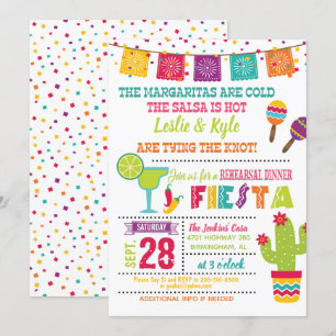 Invitación a la cena de ensayo de Fiesta - Blanco