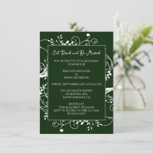 Invitación a la cena de ensayo de flor verde esmer