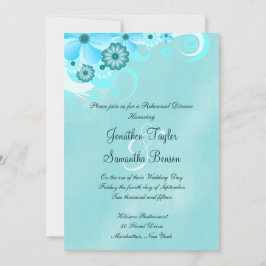 Invitación a la cena de ensayo de floración azul o