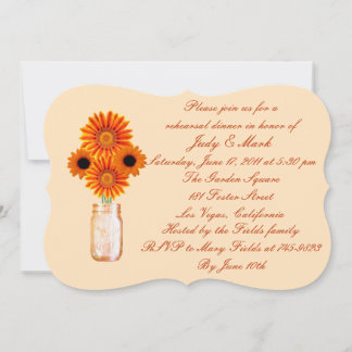 Invitación a la cena de ensayo de flores naranjas