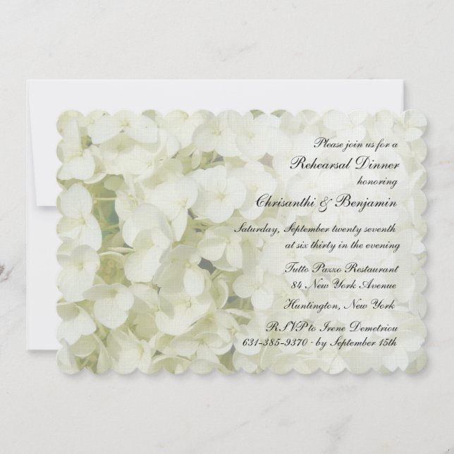 Invitación a la Cena de Ensayo de Hortensias Blanc (Anverso)