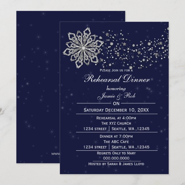 Invitación a la cena de ensayo de invierno de Navy (Anverso / Reverso)