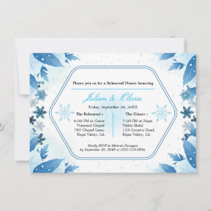 Invitación a la cena de ensayo de invierno en azul