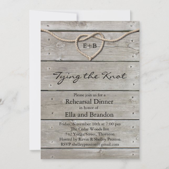 Invitación a la cena de ensayo de Knot (Anverso)
