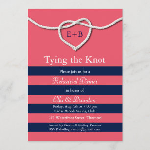 Invitación a la cena de ensayo de Knot Coral