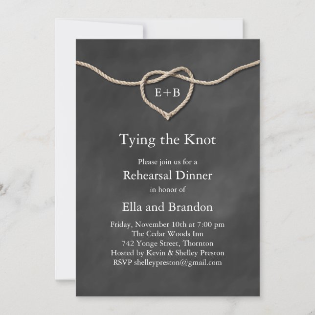 Invitación a la cena de ensayo de Knot ligada a la (Anverso)
