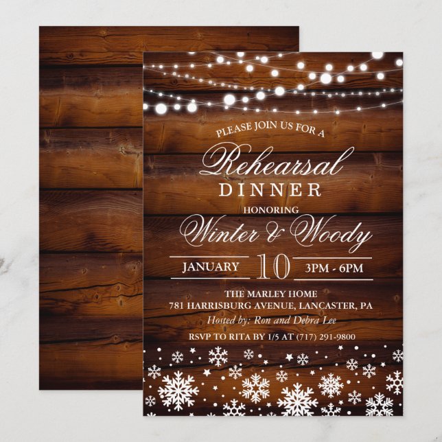 Invitación a la cena de ensayo de la boda de invie (Anverso / Reverso)