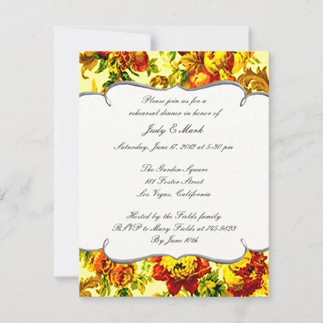 Invitación a la cena de ensayo de la boda de prima (Anverso)