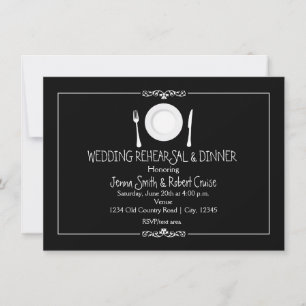 Invitación a la cena de ensayo de la boda en blanc