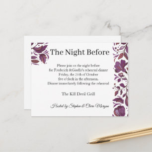 Invitación a la cena de ensayo de la elegancia rea