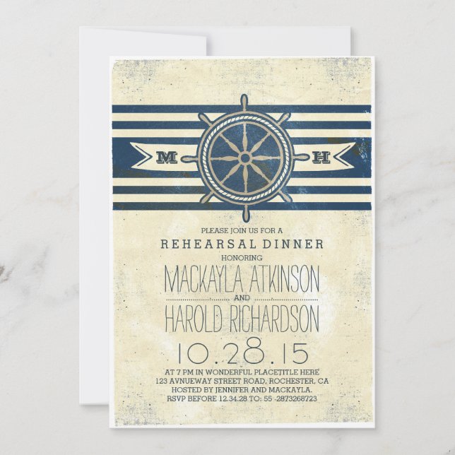 invitación a la cena de ensayo de la marina náutic (Anverso)